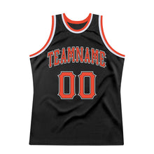 Load image into Gallery viewer, Custom Black Orange-White Authentic Throwback Basketball Jersey
