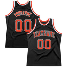 Load image into Gallery viewer, Custom Black Orange-White Authentic Throwback Basketball Jersey
