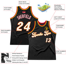 Load image into Gallery viewer, Custom Black White-Red Authentic Throwback Basketball Jersey
