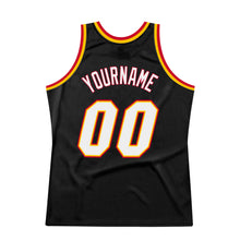 Load image into Gallery viewer, Custom Black White-Red Authentic Throwback Basketball Jersey
