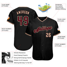 Load image into Gallery viewer, Custom Black Crimson-City Cream Authentic Baseball Jersey
