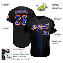 Load image into Gallery viewer, Custom Black Royal-Orange Authentic Baseball Jersey
