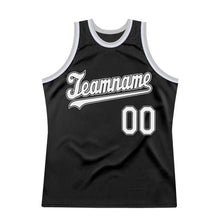 Laden Sie das Bild in den Galerie-Viewer, Custom Black White-Gray Authentic Throwback Basketball Jersey
