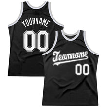 Laden Sie das Bild in den Galerie-Viewer, Custom Black White-Gray Authentic Throwback Basketball Jersey
