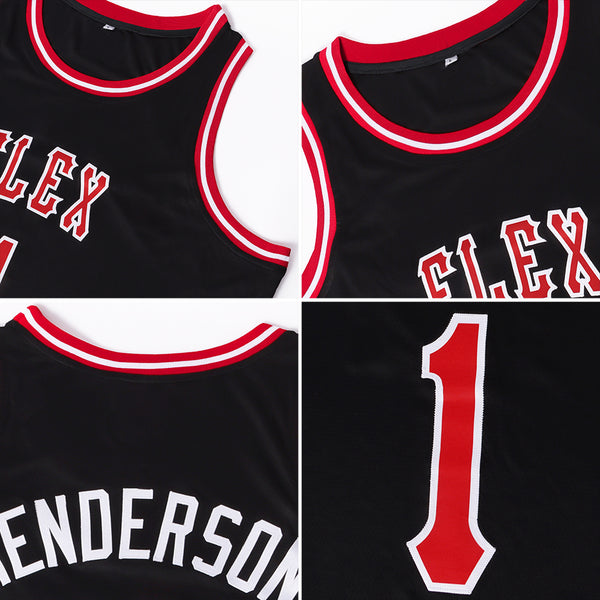 Sale Build White Basketball Authentic Black Throwback Jersey Red