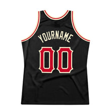 Laden Sie das Bild in den Galerie-Viewer, Custom Black Red-Cream Authentic Throwback Basketball Jersey
