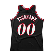 Load image into Gallery viewer, Custom Black White-Red Authentic Throwback Basketball Jersey
