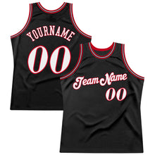 Load image into Gallery viewer, Custom Black White-Red Authentic Throwback Basketball Jersey
