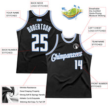 Load image into Gallery viewer, Custom Black White-Light Blue Authentic Throwback Basketball Jersey
