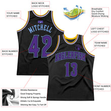 Laden Sie das Bild in den Galerie-Viewer, Custom Black Purple-Light Blue Authentic Throwback Basketball Jersey
