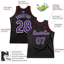Load image into Gallery viewer, Custom Black Purple-Red Authentic Throwback Basketball Jersey
