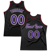 Laden Sie das Bild in den Galerie-Viewer, Custom Black Purple-Red Authentic Throwback Basketball Jersey
