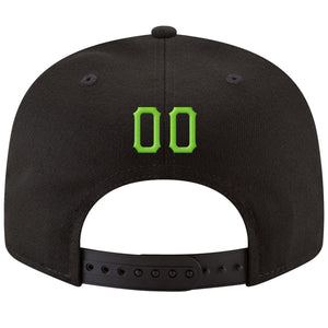 Custom Black Neon Green-White Stitched Adjustable Snapback Hat