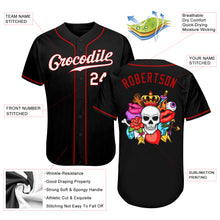 Laden Sie das Bild in den Galerie-Viewer, Custom Black White-Red Authentic Skull Fashion Baseball Jersey
