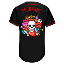 Laden Sie das Bild in den Galerie-Viewer, Custom Black White-Red Authentic Skull Fashion Baseball Jersey

