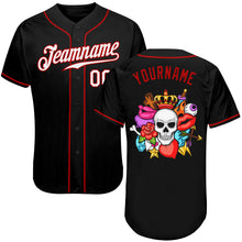 Load image into Gallery viewer, Custom Black White-Red Authentic Skull Fashion Baseball Jersey
