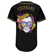Загрузить изображение в средство просмотра галереи, Custom Black Black-Old Gold Authentic Skull Fashion Baseball Jersey
