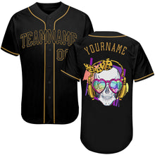 Загрузить изображение в средство просмотра галереи, Custom Black Black-Old Gold Authentic Skull Fashion Baseball Jersey
