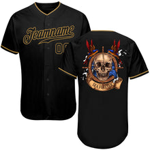 Загрузить изображение в средство просмотра галереи, Custom Black Black-Old Gold Authentic Skull Fashion Baseball Jersey
