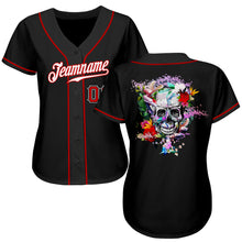 Laden Sie das Bild in den Galerie-Viewer, Custom Black White-Red Authentic Skull Fashion Baseball Jersey
