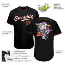 Laden Sie das Bild in den Galerie-Viewer, Custom Black White-Red Authentic Skull Fashion Baseball Jersey
