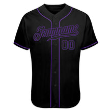 Laden Sie das Bild in den Galerie-Viewer, Custom Black Black-Purple Authentic Skull Fashion Baseball Jersey
