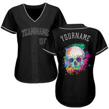 Загрузить изображение в средство просмотра галереи, Custom Black Black-Gray Authentic Skull Fashion Baseball Jersey
