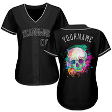 Load image into Gallery viewer, Custom Black Black-Gray Authentic Skull Fashion Baseball Jersey
