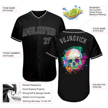Загрузить изображение в средство просмотра галереи, Custom Black Black-Gray Authentic Skull Fashion Baseball Jersey
