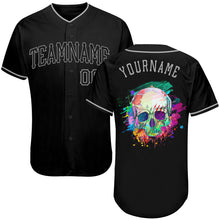 Laden Sie das Bild in den Galerie-Viewer, Custom Black Black-Gray Authentic Skull Fashion Baseball Jersey
