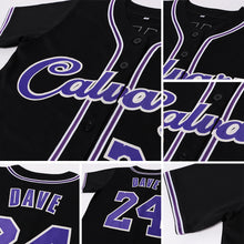 Load image into Gallery viewer, Custom Black Purple-White Authentic Baseball Jersey
