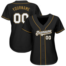 Laden Sie das Bild in den Galerie-Viewer, Custom Black White-Old Gold Authentic Baseball Jersey
