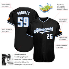 Load image into Gallery viewer, Custom Black White-Light Blue Authentic Baseball Jersey
