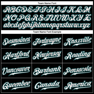 Custom Black White-Teal Authentic Baseball Jersey