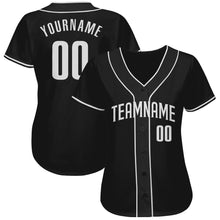 Load image into Gallery viewer, Custom Black White Authentic Baseball Jersey
