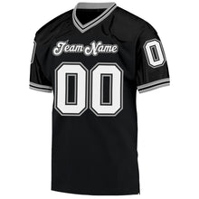 Laden Sie das Bild in den Galerie-Viewer, Custom Black White-Gray Mesh Authentic Throwback Football Jersey
