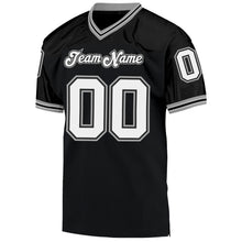 Load image into Gallery viewer, Custom Black White-Gray Mesh Authentic Throwback Football Jersey
