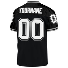 Load image into Gallery viewer, Custom Black White-Gray Mesh Authentic Throwback Football Jersey
