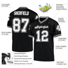 Laden Sie das Bild in den Galerie-Viewer, Custom Black White-Gray Mesh Authentic Throwback Football Jersey
