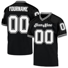 Laden Sie das Bild in den Galerie-Viewer, Custom Black White-Gray Mesh Authentic Throwback Football Jersey
