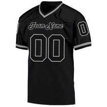 Load image into Gallery viewer, Custom Black Black-Gray Mesh Authentic Throwback Football Jersey
