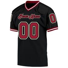 Laden Sie das Bild in den Galerie-Viewer, Custom Black Cardinal-Cream Mesh Authentic Throwback Football Jersey
