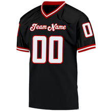 Load image into Gallery viewer, Custom Black White-Red Mesh Authentic Throwback Football Jersey

