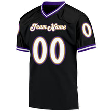 Laden Sie das Bild in den Galerie-Viewer, Custom Black White-Purple Mesh Authentic Throwback Football Jersey
