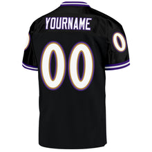 Load image into Gallery viewer, Custom Black White-Purple Mesh Authentic Throwback Football Jersey
