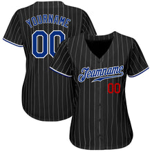 Laden Sie das Bild in den Galerie-Viewer, Custom Black White Pinstripe Royal-Red Authentic Baseball Jersey

