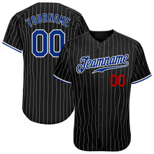 Laden Sie das Bild in den Galerie-Viewer, Custom Black White Pinstripe Royal-Red Authentic Baseball Jersey
