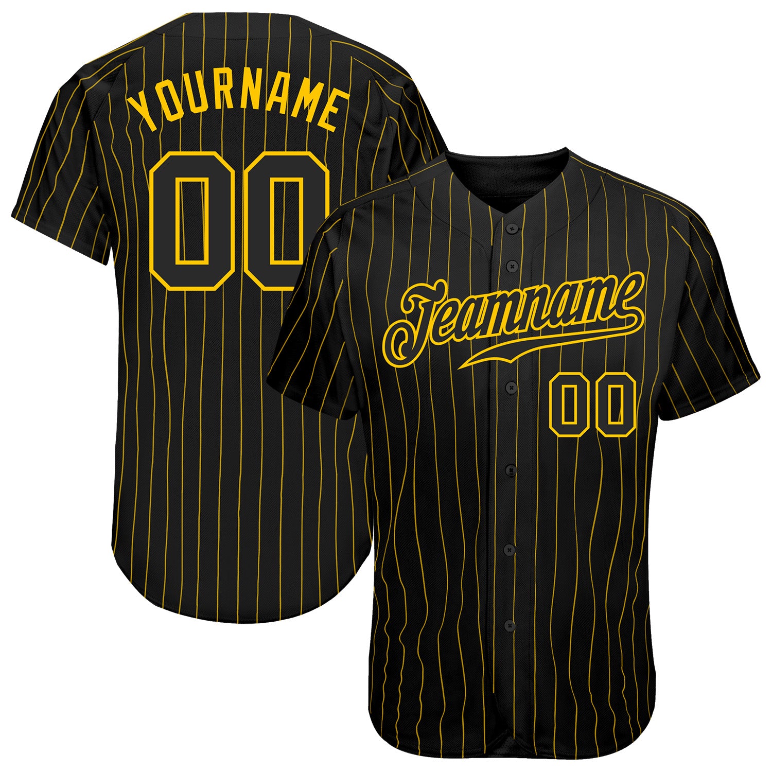 Cheap Custom Black Gold Pinstripe Black-Gold Authentic Baseball