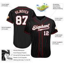 Load image into Gallery viewer, Custom Black Gray Pinstripe White-Red Authentic Baseball Jersey
