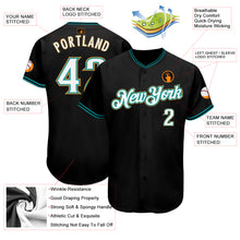 Laden Sie das Bild in den Galerie-Viewer, Custom Black White-Teal Authentic Baseball Jersey
